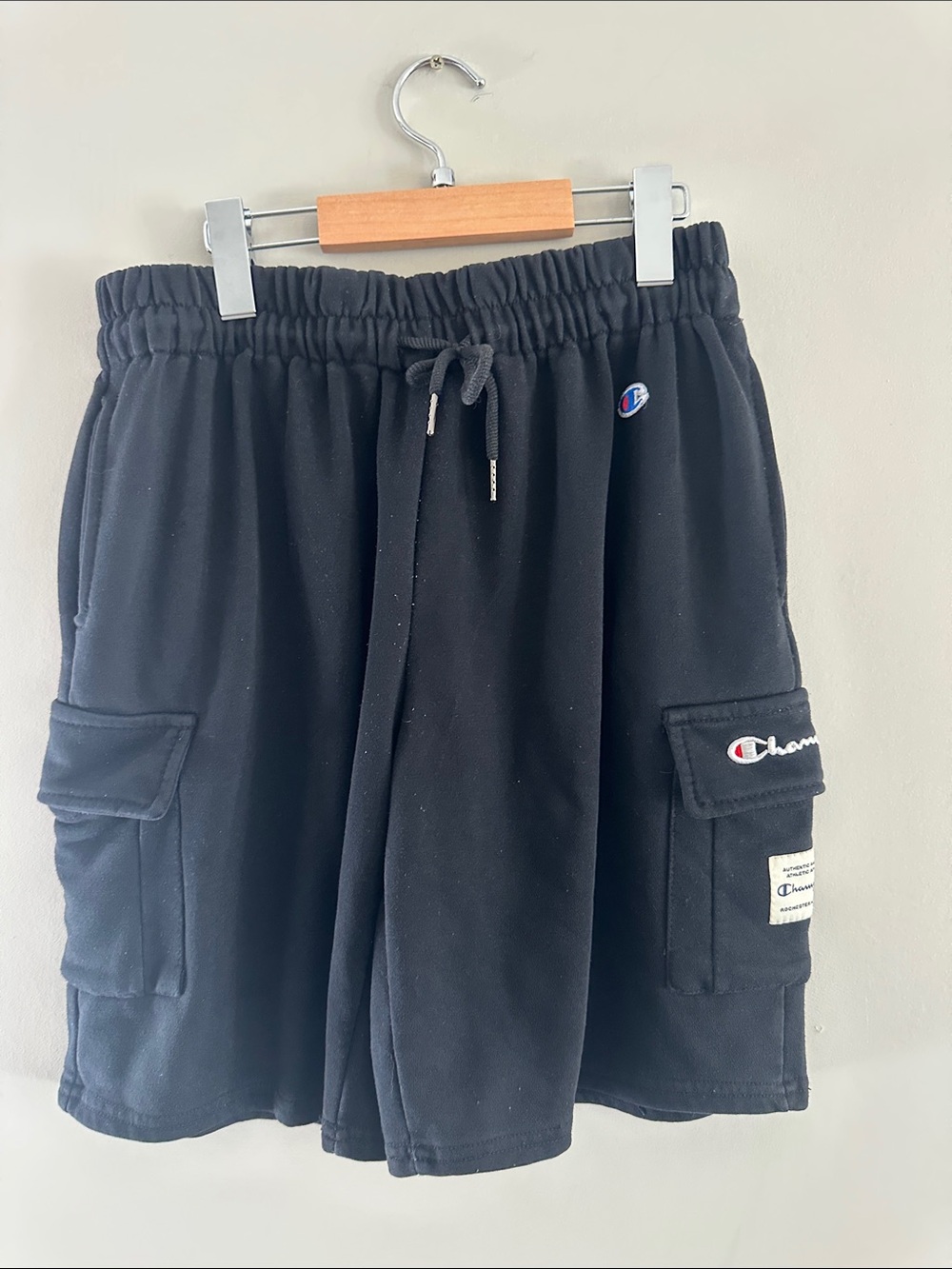 Champion Black Cargo Shorts with Logo Pockets